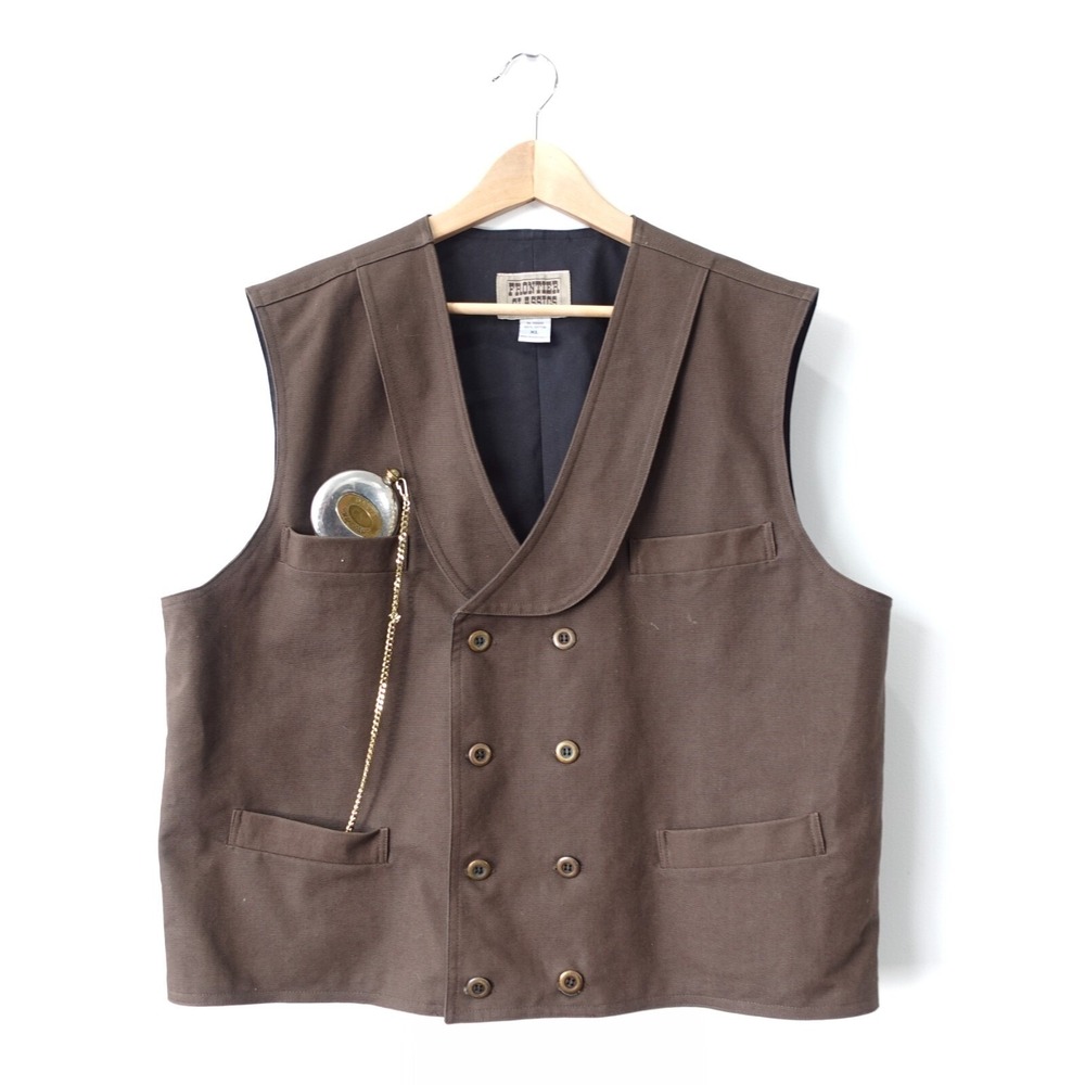 Dalvey Scotland Compass Set Brown Western Cowboy Vest XL Cotton Waistcoat Mens